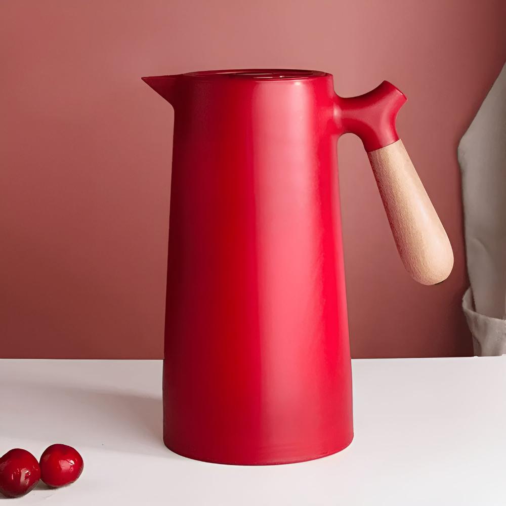 Stylish Insulated Beverage Carafe with Wooden Grip - 1L | ribuella
