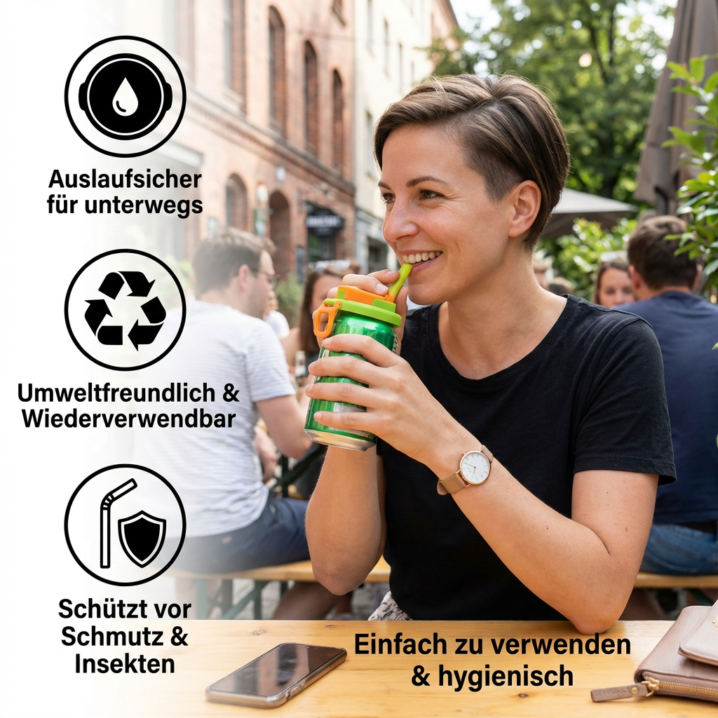 Wielorazowa silikonowa pokrywka do puszek ze słomką | ribuella