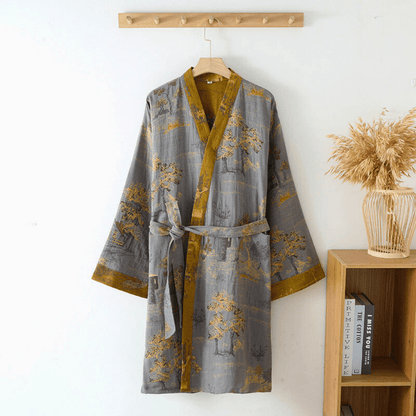 Unisex Bathrobe in Retro Style - Lightweight & Breathable - Wellness Comfort | ribuella