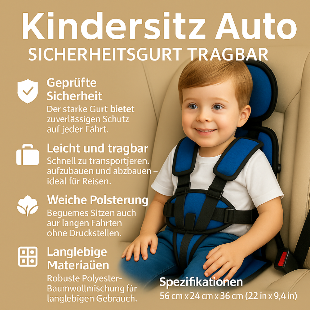 Adjustable Portable Car Seat For Kids - Compact Travel Booster