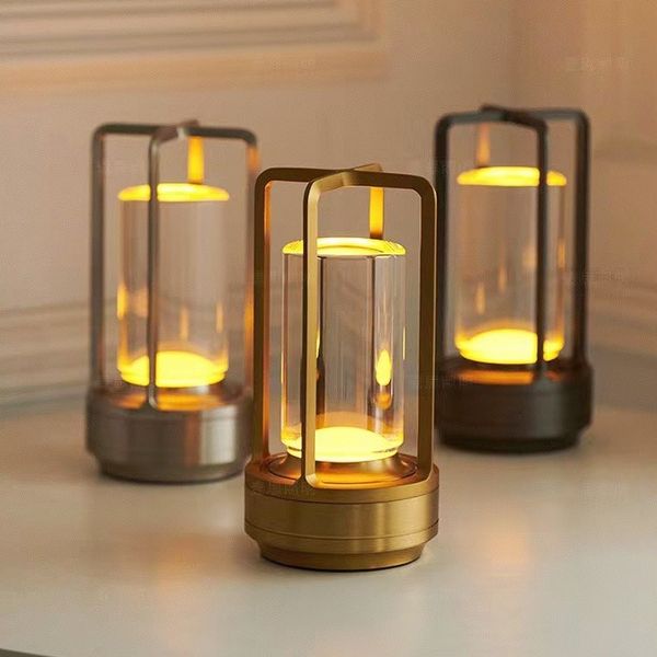 Tischlampe im Vintage-Stil mit Akku — LED-Ambientebeleuchtung per Touch-Steuerung