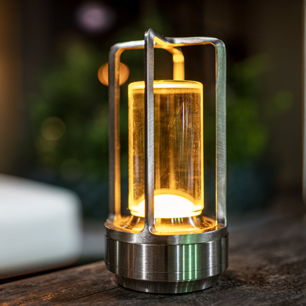 Tischlampe im Vintage-Stil mit Akku — LED-Ambientebeleuchtung per Touch-Steuerung