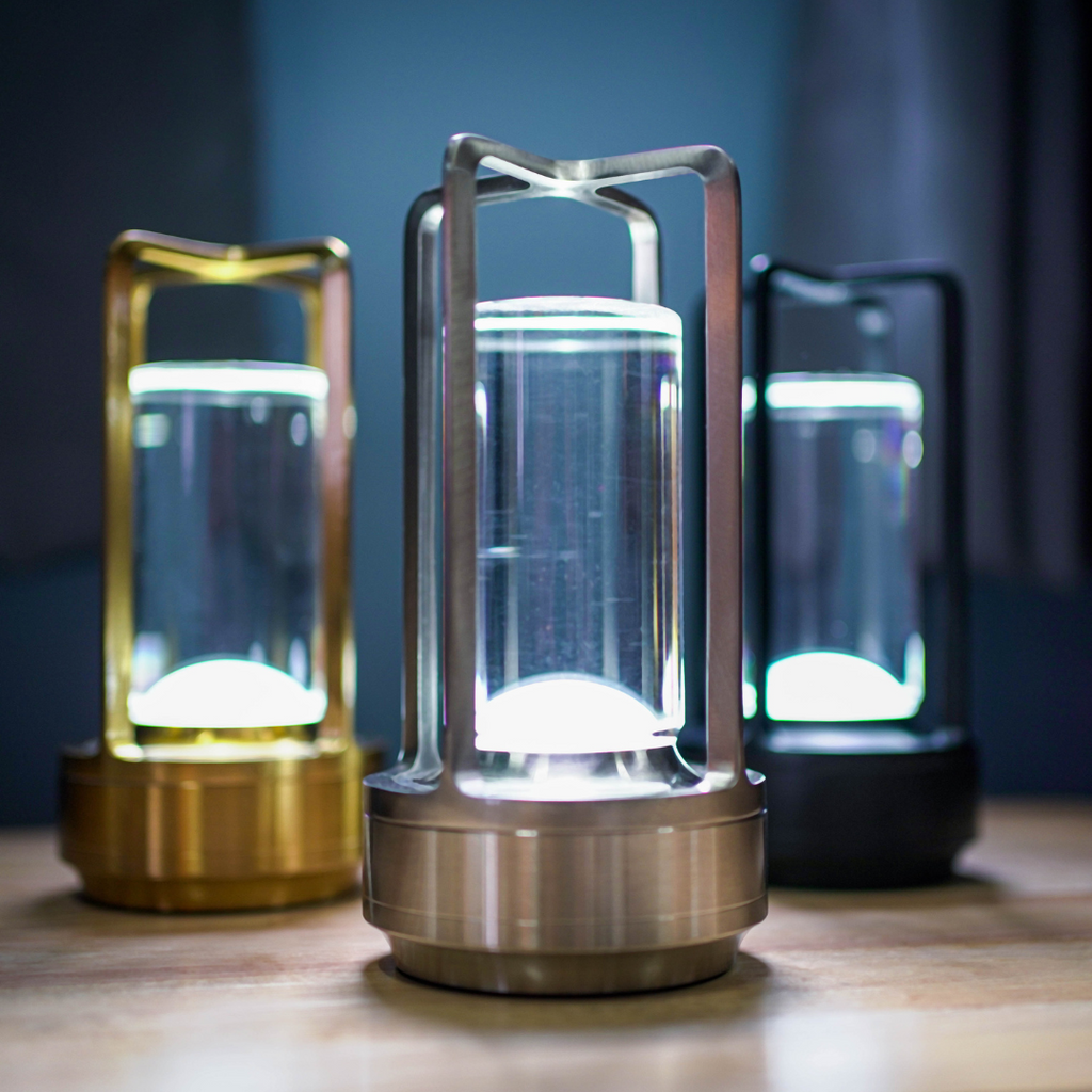 Tischlampe im Vintage-Stil mit Akku — LED-Ambientebeleuchtung per Touch-Steuerung