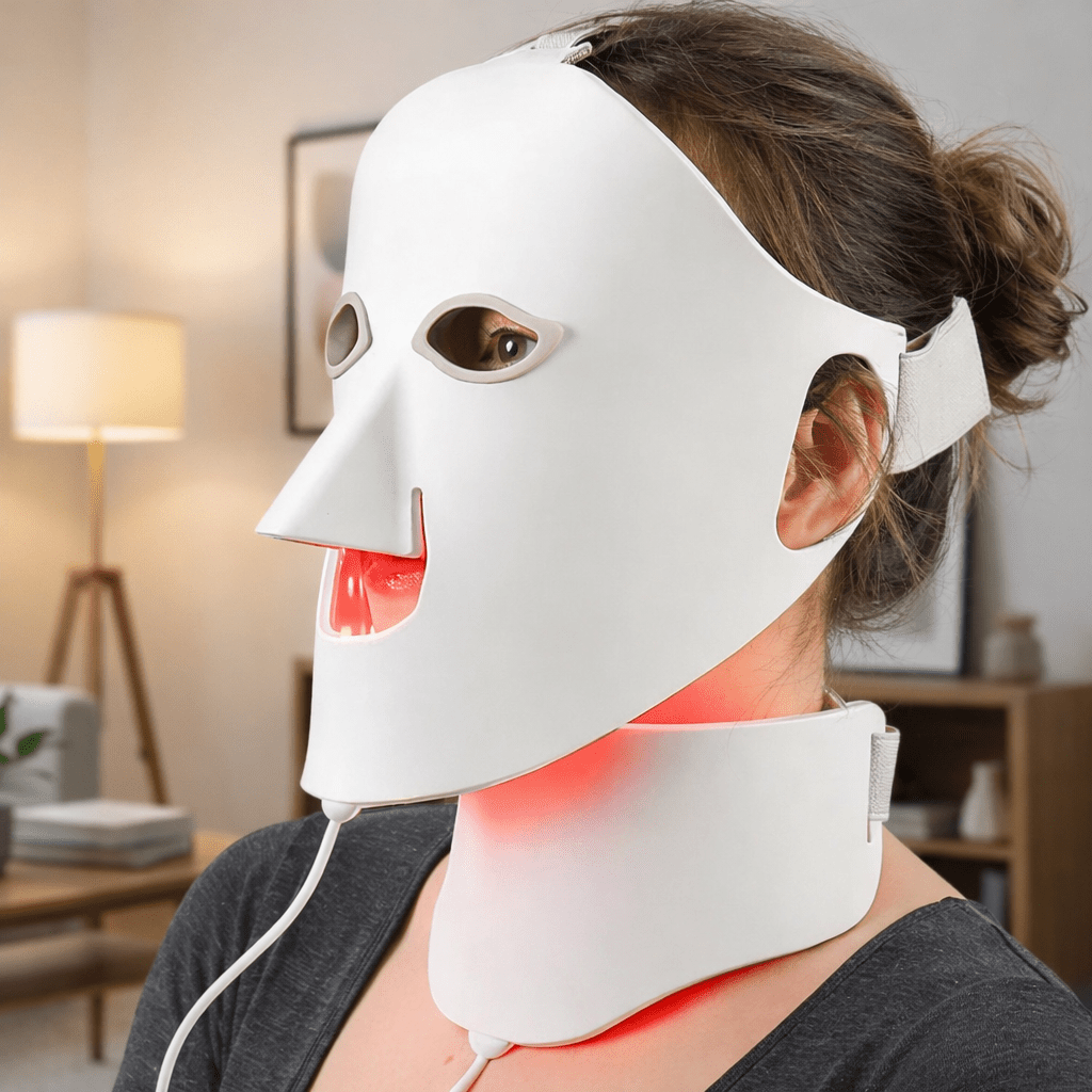 Masque de photothérapie NovaDerm à LED double zone pour le visage et le cou