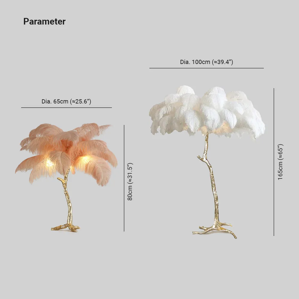O'Moore Ostrich Feather Floor And Table Lamp Nordic Luxury