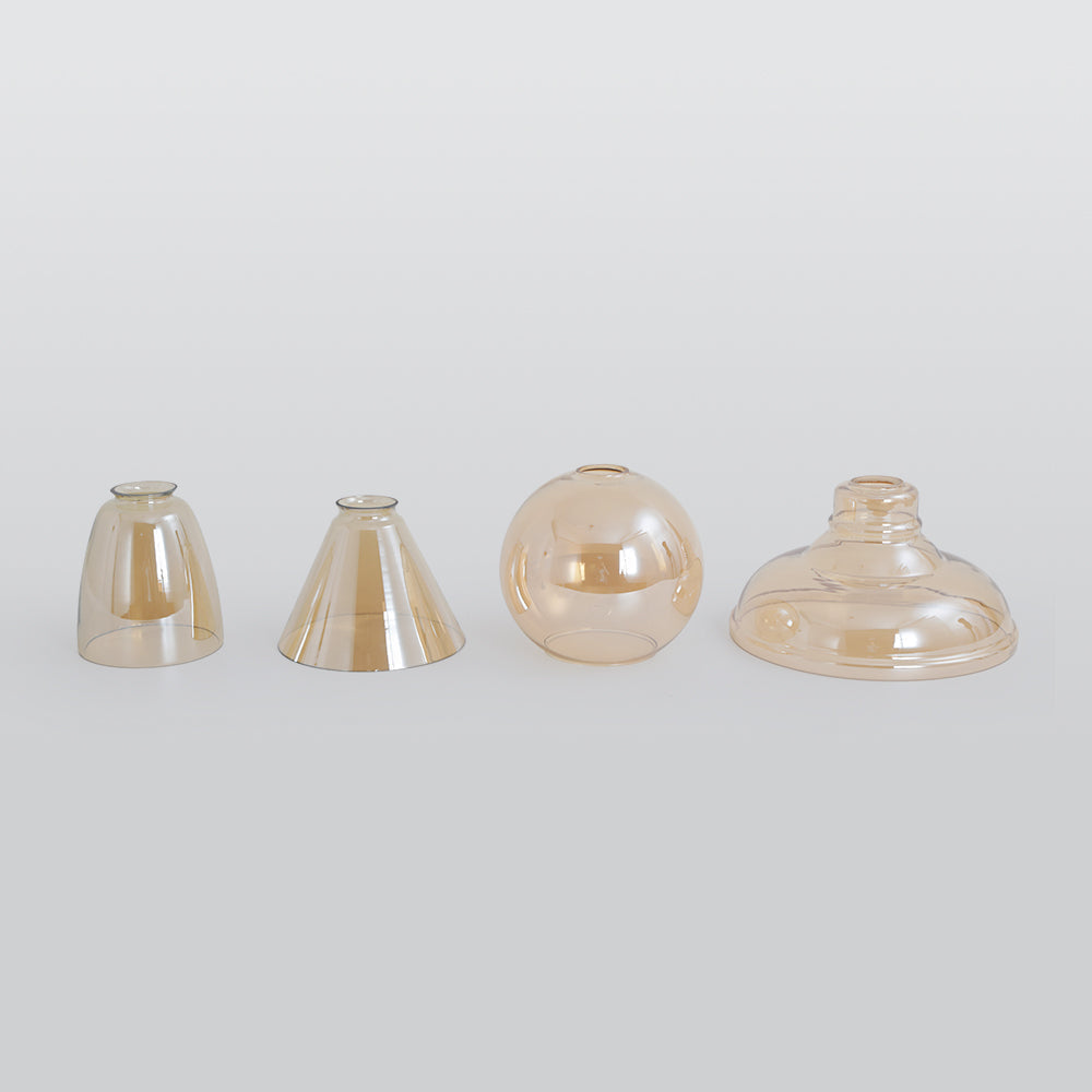 Lampada a sospensione industriale June in vetro trasparente, ambrato o grigio fumo