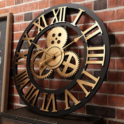 Stylish Industrial Gear Clock with Silent Mechanism | ribuella