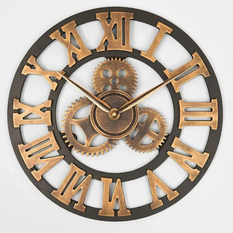Stylish Industrial Gear Clock with Silent Mechanism | ribuella