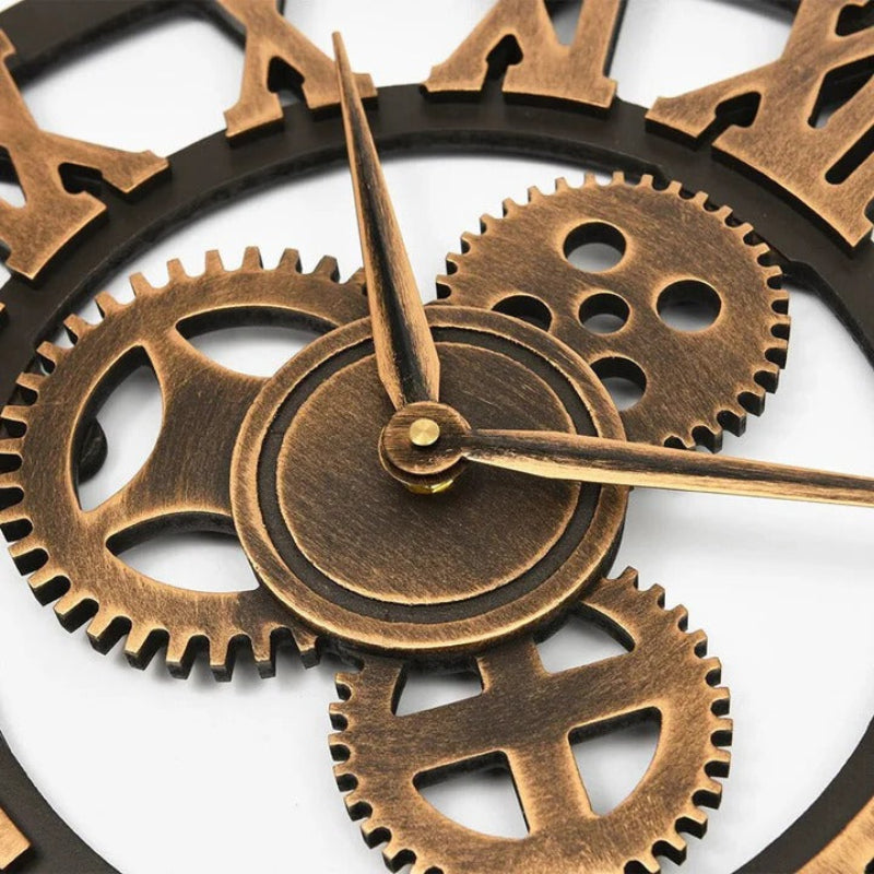 Stylish Industrial Gear Clock with Silent Mechanism | ribuella