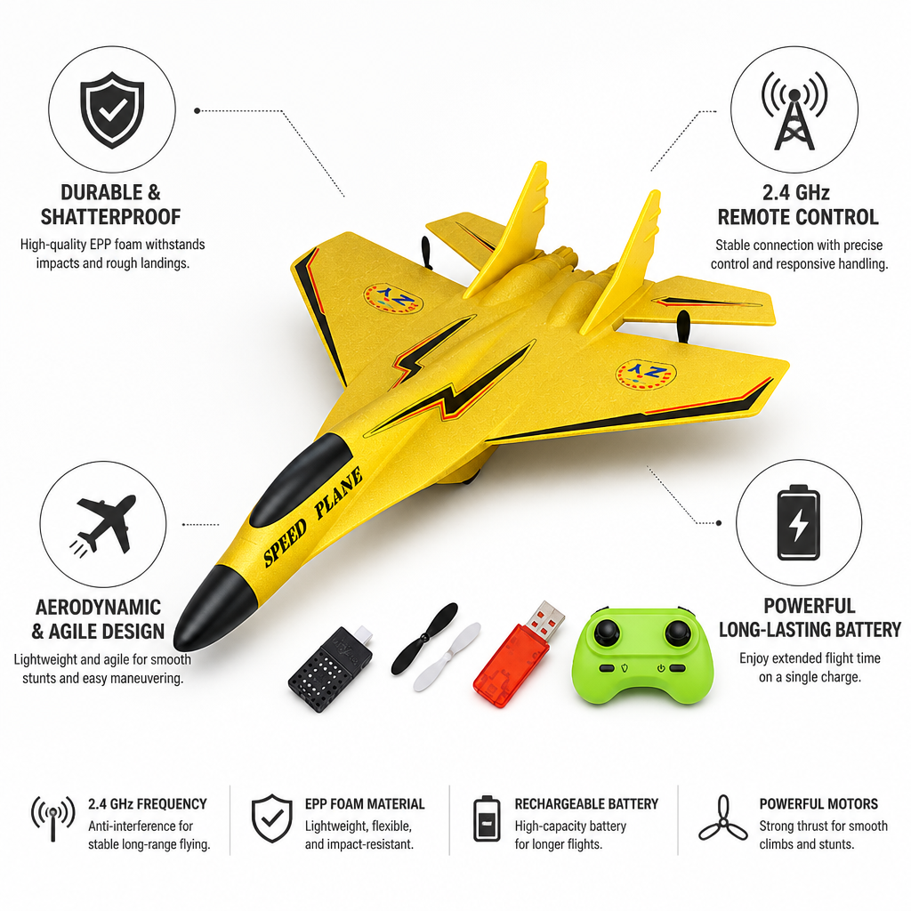 Avião telecomandado de espuma EPP à prova de estilhaçamento, 2.4 GHz | ribuella