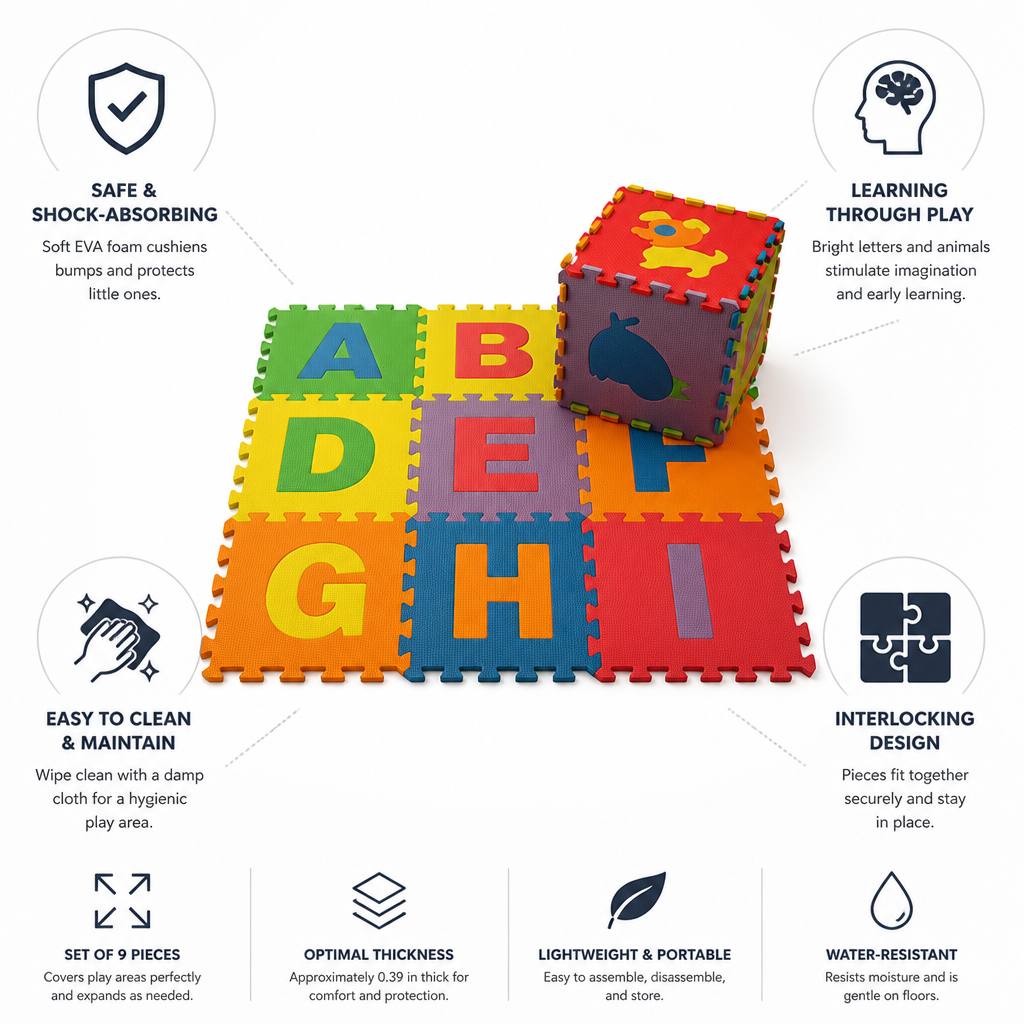 Tappetino da gioco per bambini in schiuma EVA ammortizzante (set da 9) | ribuella