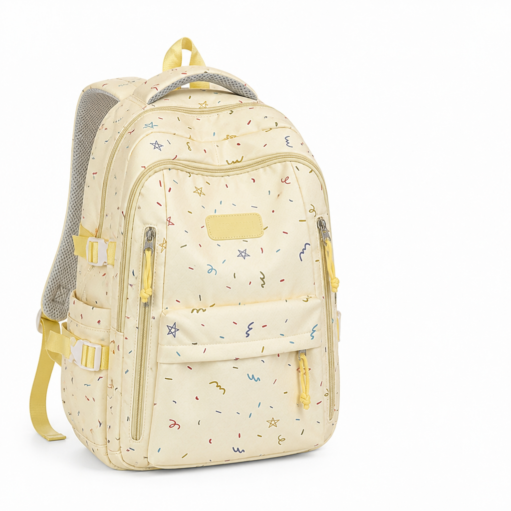 Zaino decorato con stelle e più tasche (spallacci ergonomici) | ribuella