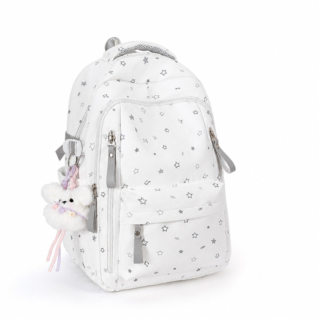 Zaino decorato con stelle e più tasche (spallacci ergonomici) | ribuella