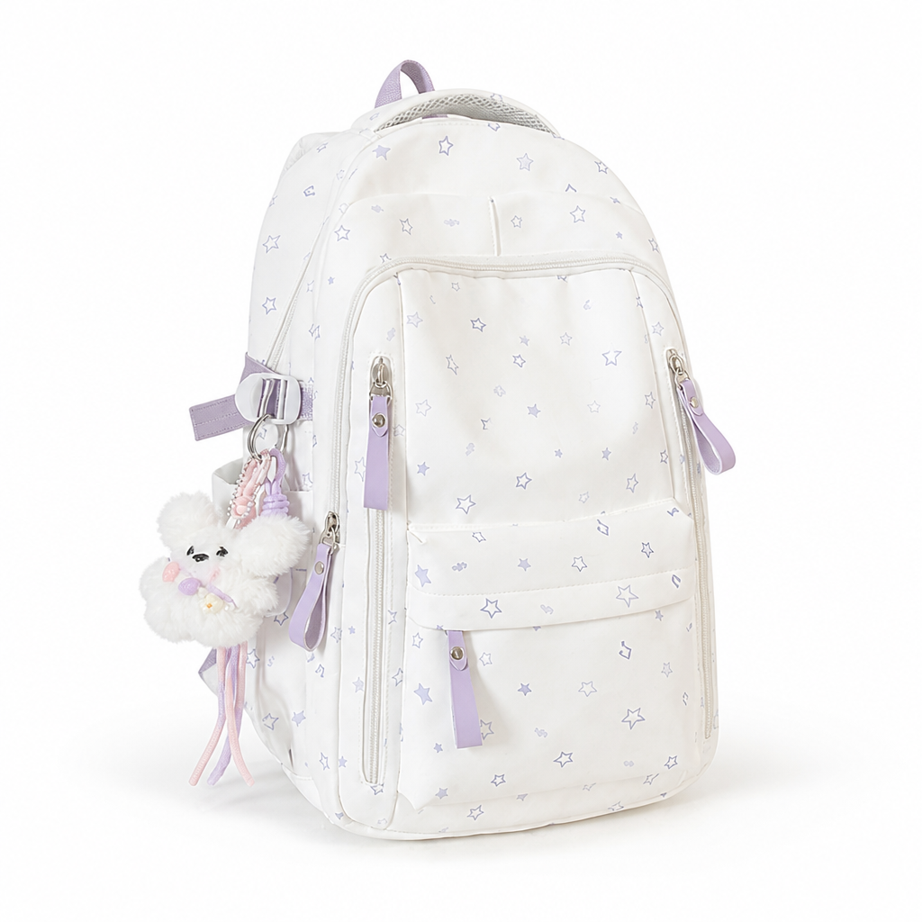 Zaino decorato con stelle e più tasche (spallacci ergonomici) | ribuella
