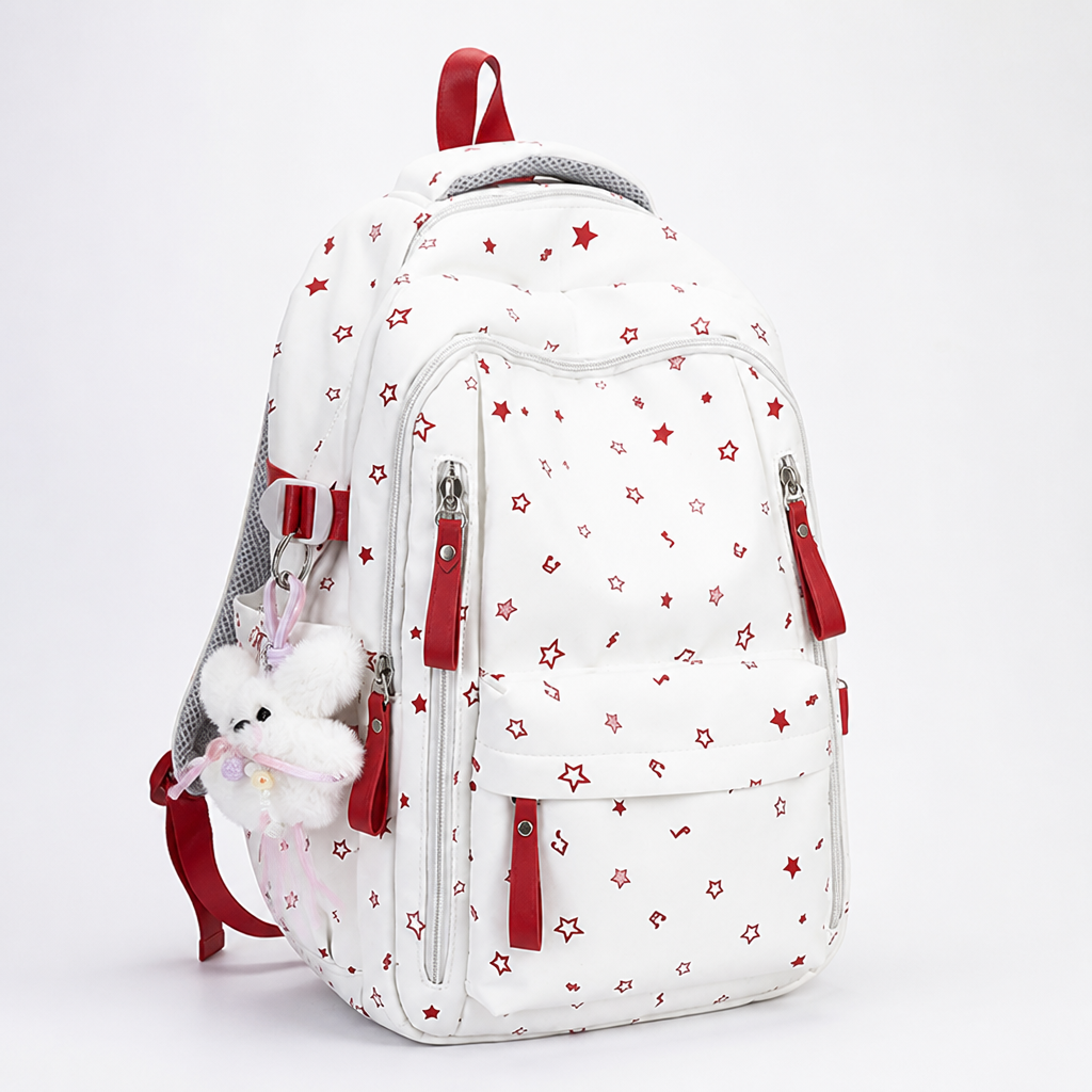 Zaino decorato con stelle e più tasche (spallacci ergonomici) | ribuella