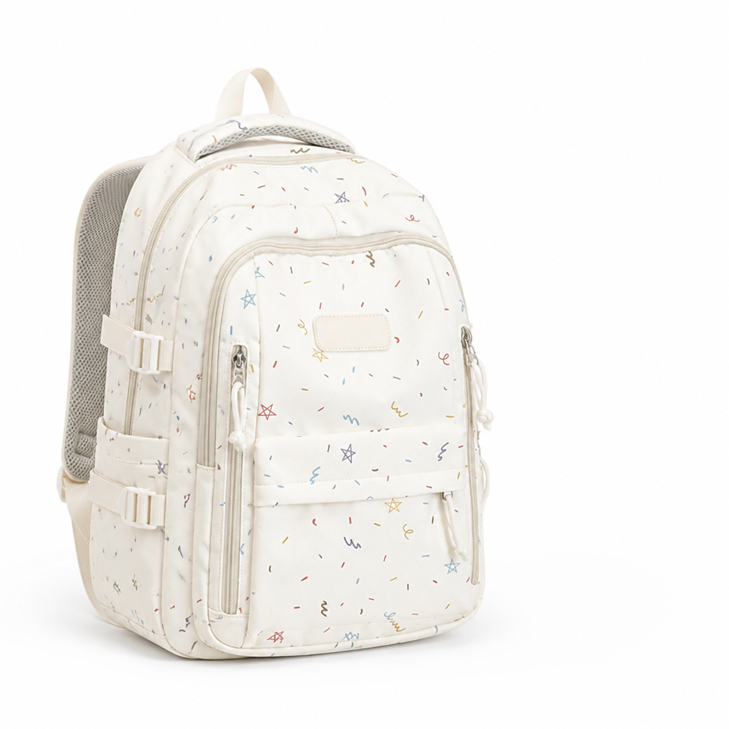 Zaino decorato con stelle e più tasche (spallacci ergonomici) | ribuella