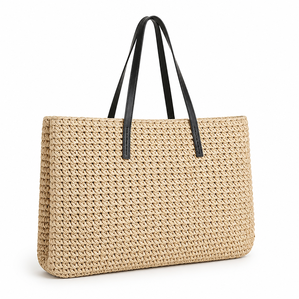 Structured Natural Raffia Beach Tote | ribuella