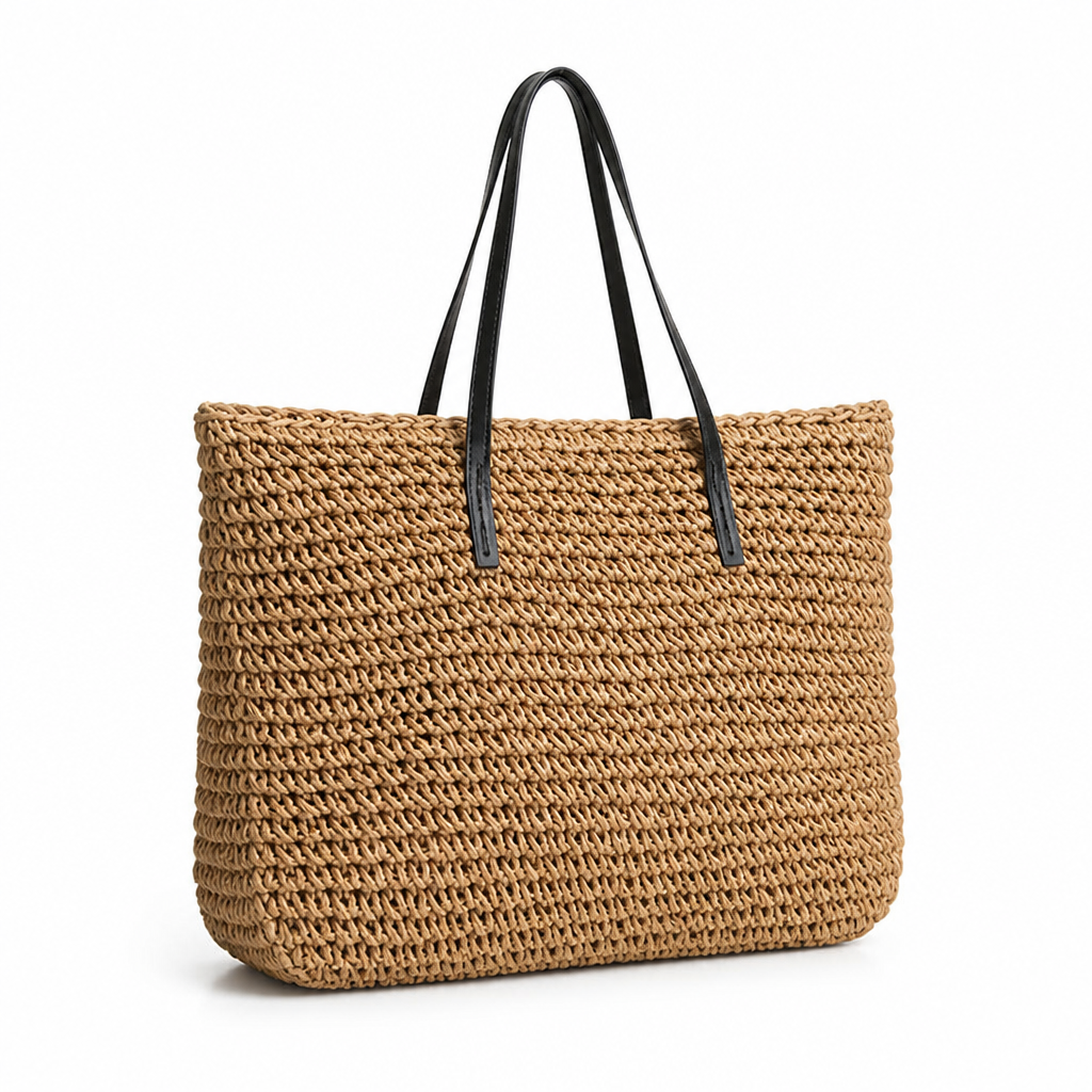 Structured Natural Raffia Beach Tote | ribuella