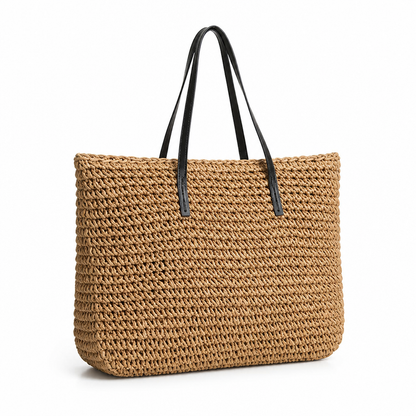 Structured Natural Raffia Beach Tote | ribuella