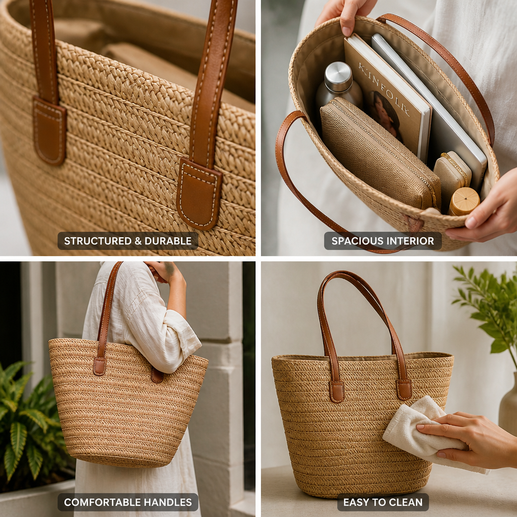 Structured Sustainable Handbag With Ergonomic Handles | ribuella