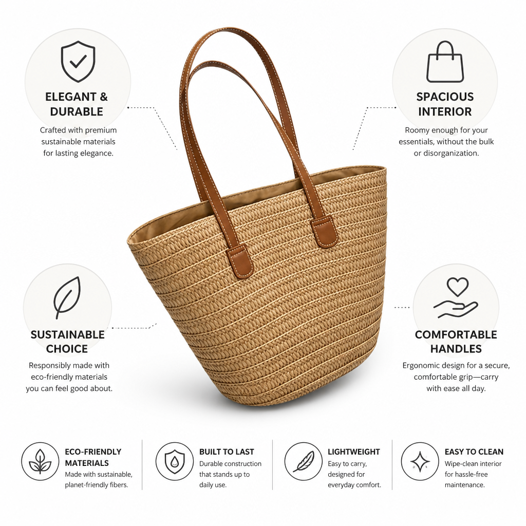 Structured Sustainable Handbag With Ergonomic Handles | ribuella