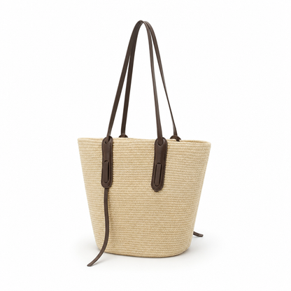 Structured Textured Fabric Tote (Adjustable Faux Leather Straps) | ribuella