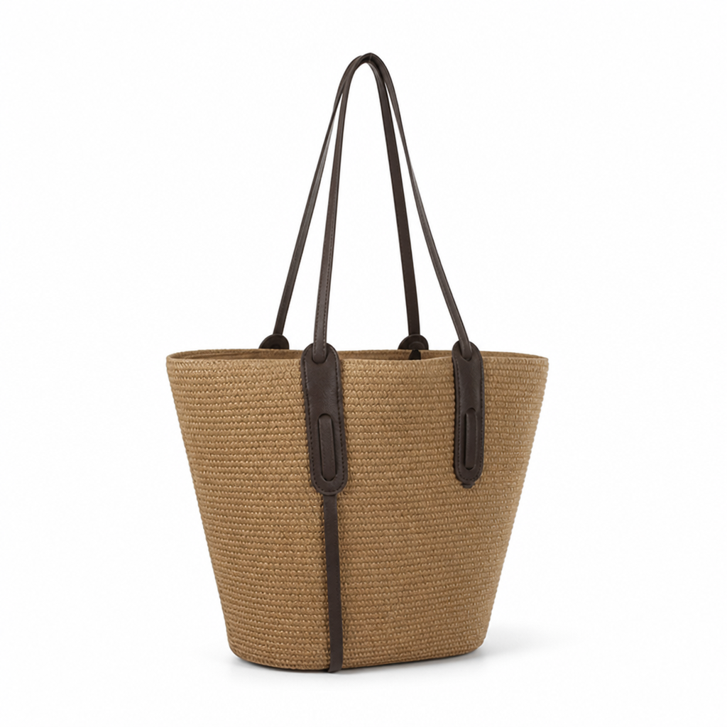Structured Textured Fabric Tote (Adjustable Faux Leather Straps) | ribuella