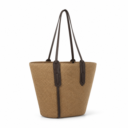 Structured Textured Fabric Tote (Adjustable Faux Leather Straps) | ribuella