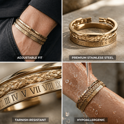 Surgical Stainless Steel Roman Numeral Bracelet Set (Adjustable) | ribuella