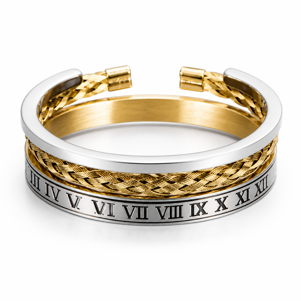 Surgical Stainless Steel Roman Numeral Bracelet Set (Adjustable) | ribuella