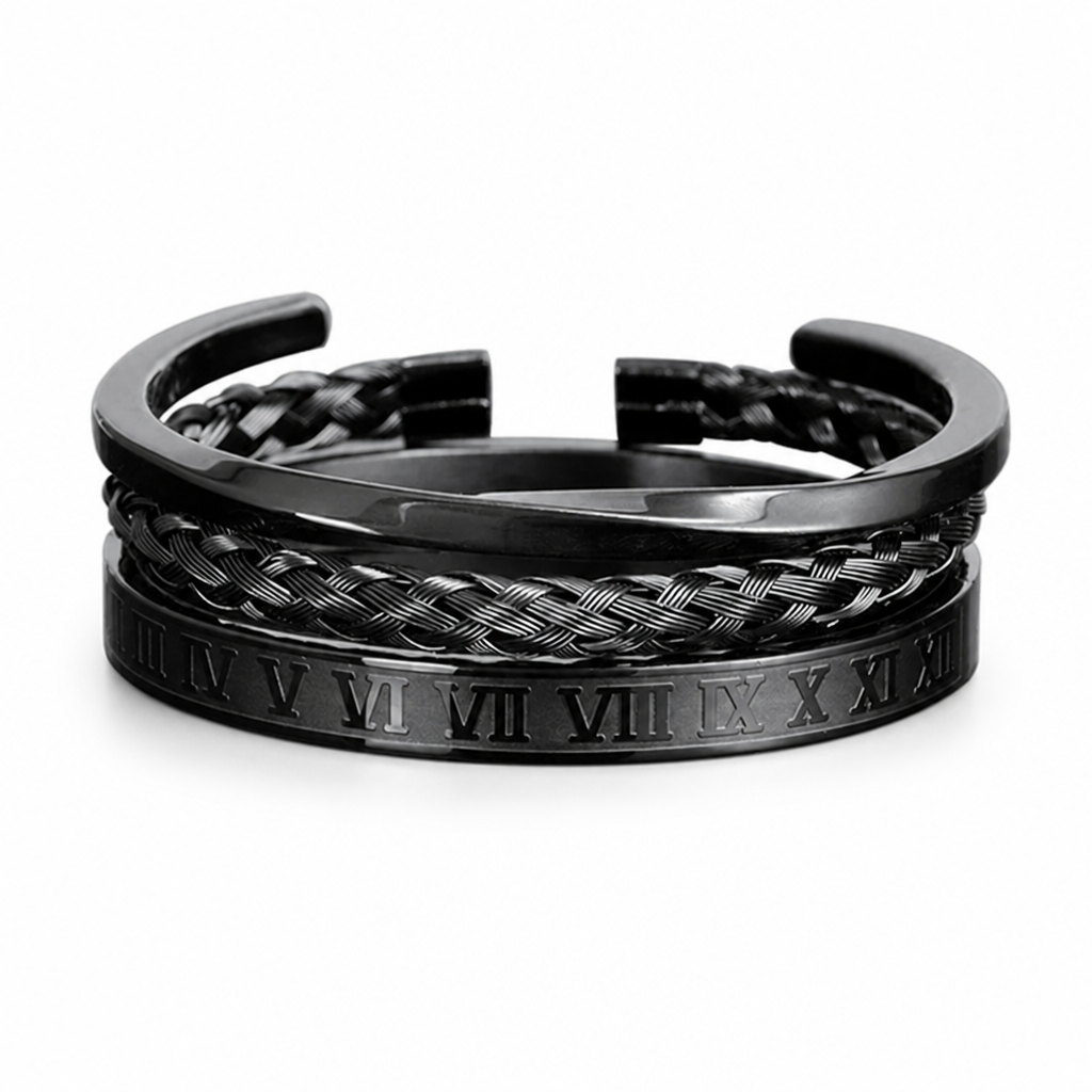 Surgical Stainless Steel Roman Numeral Bracelet Set (Adjustable) | ribuella