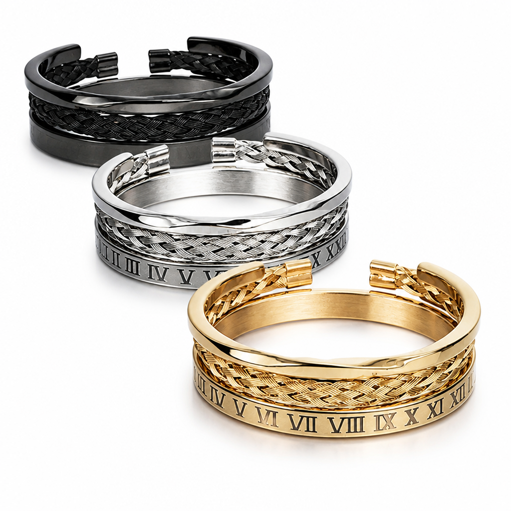 Surgical Stainless Steel Roman Numeral Bracelet Set (Adjustable) | ribuella
