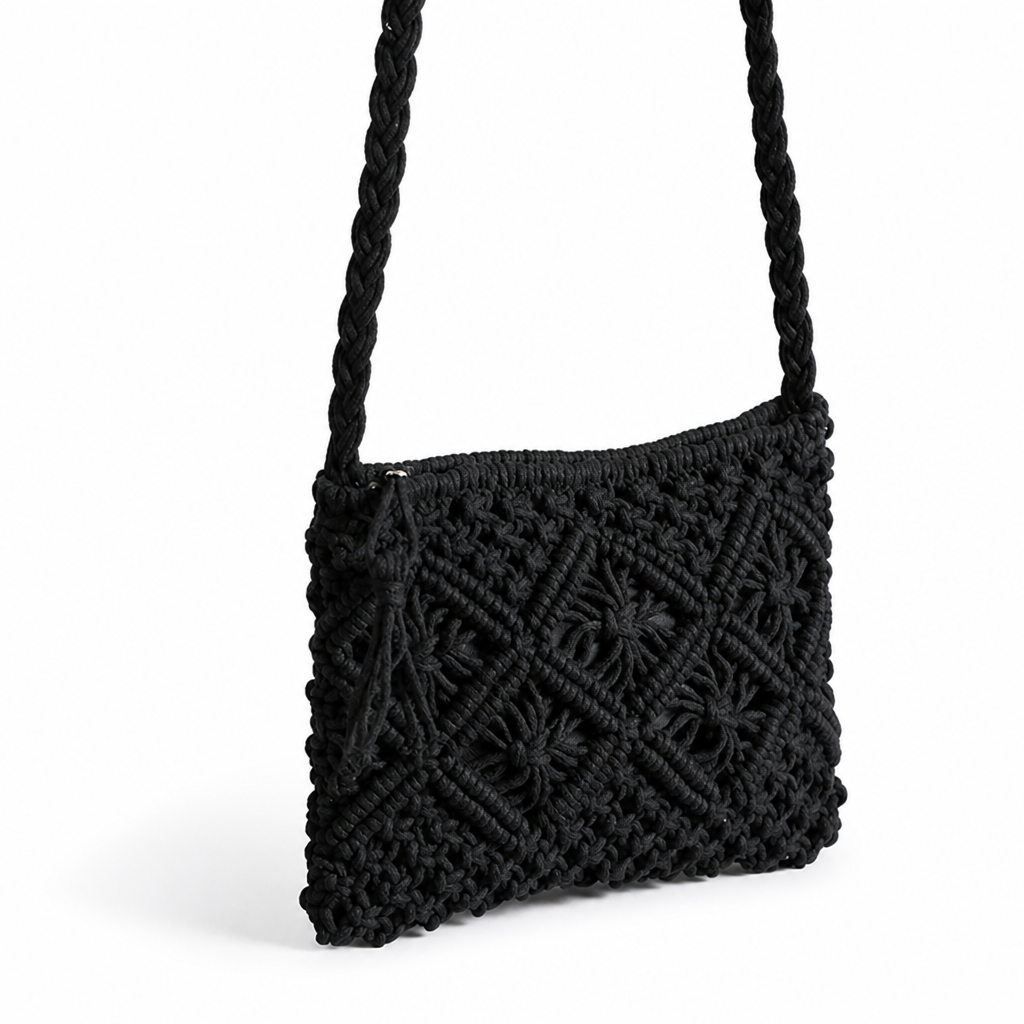 Sustainable Handmade Macrame Shoulder Bag (Adjustable Braided Strap) | ribuella