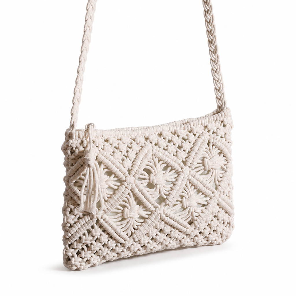 Sustainable Handmade Macrame Shoulder Bag (Adjustable Braided Strap) | ribuella