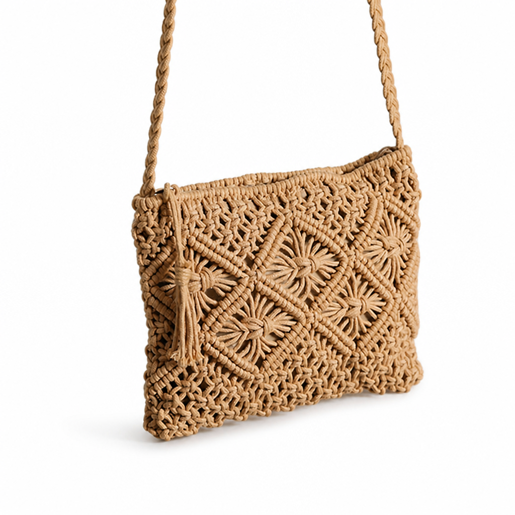 Sustainable Handmade Macrame Shoulder Bag (Adjustable Braided Strap) | ribuella