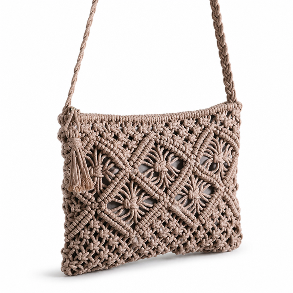 Sustainable Handmade Macrame Shoulder Bag (Adjustable Braided Strap) | ribuella