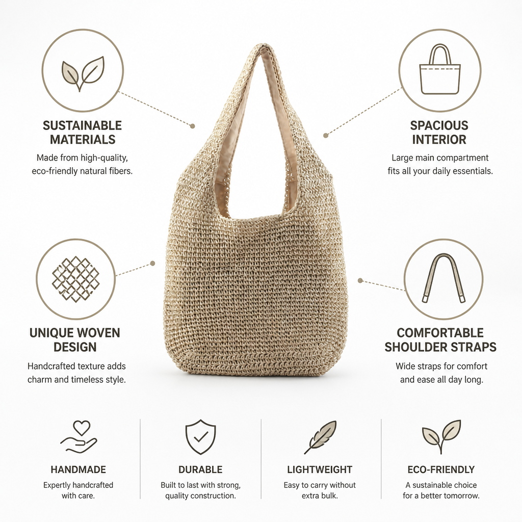 Sustainable Handmade Woven Handbag (Spacious Interior) | ribuella