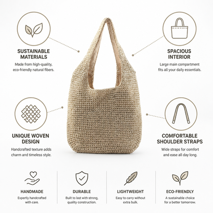 Sustainable Handmade Woven Handbag (Spacious Interior) | ribuella