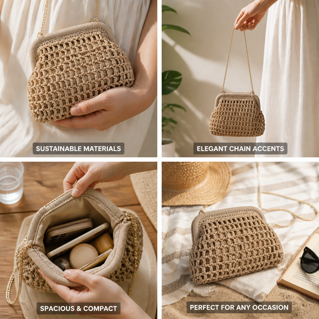 Sustainable Woven & Fine Chain Handbag | ribuella