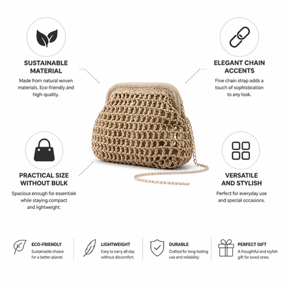 Sustainable Woven & Fine Chain Handbag | ribuella