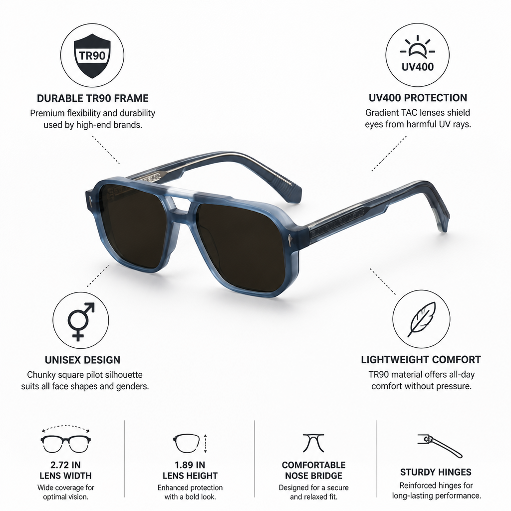 TR90 Frame UV400 Gradient Lenses Sunglasses | ribuella