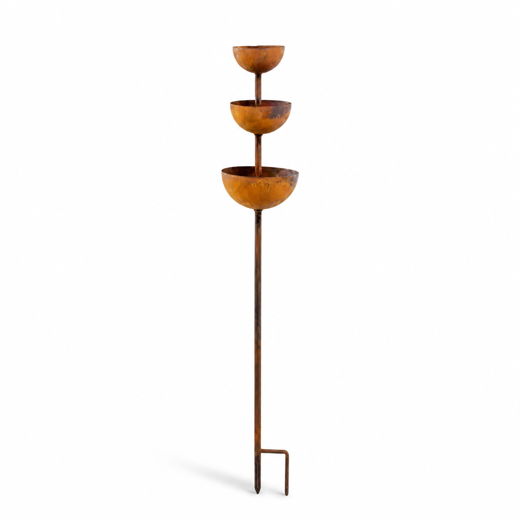 Three-Tier Rustic Copper Bird Bath Stake | ribuella