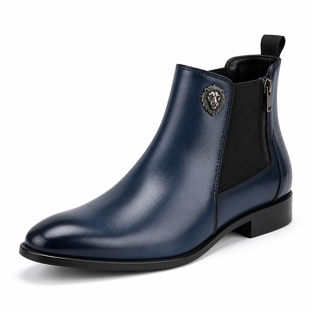 Timeless Lion Emblem Chelsea Boots (Side Zipper) | ribuella