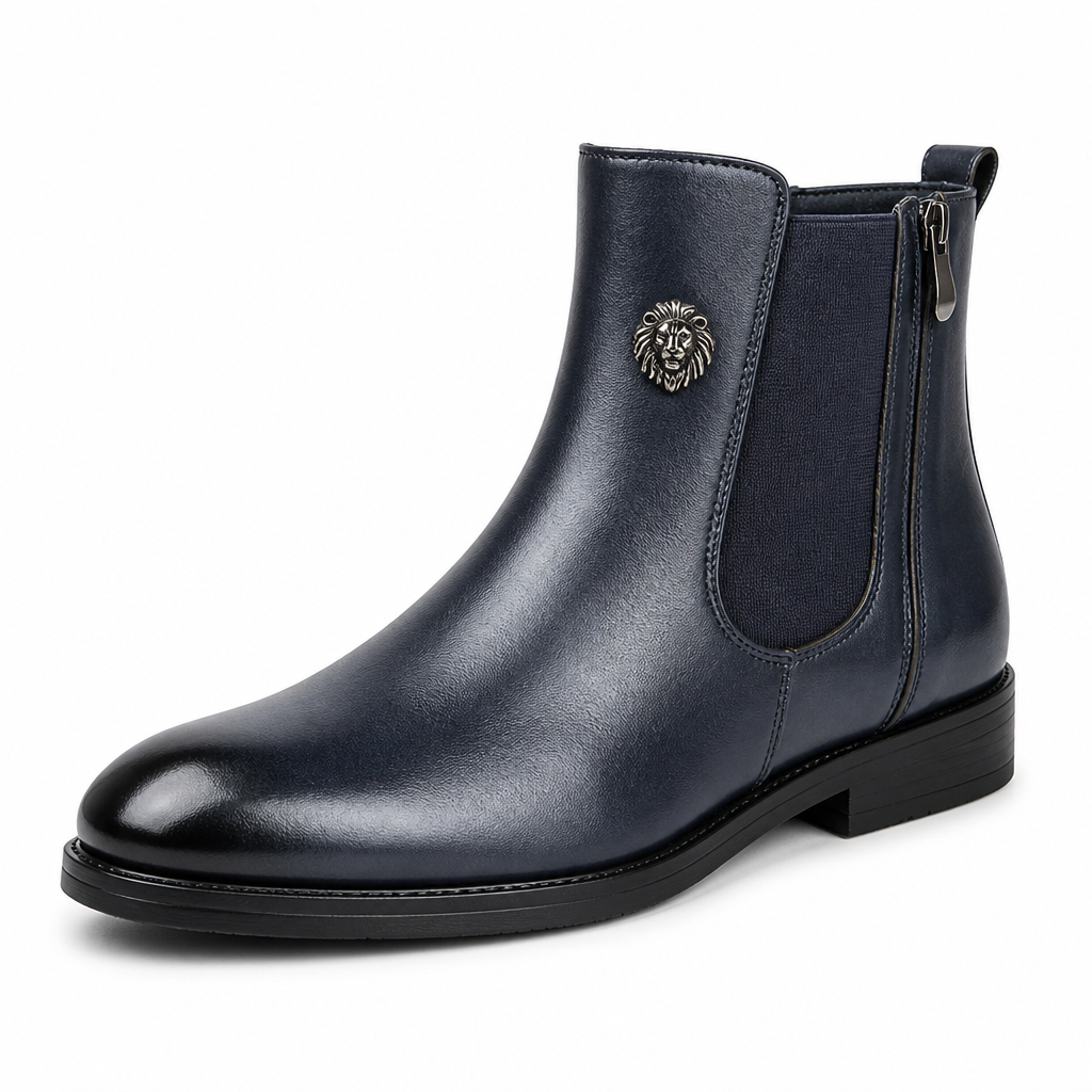 Timeless Lion Emblem Chelsea Boots (Side Zipper) | ribuella