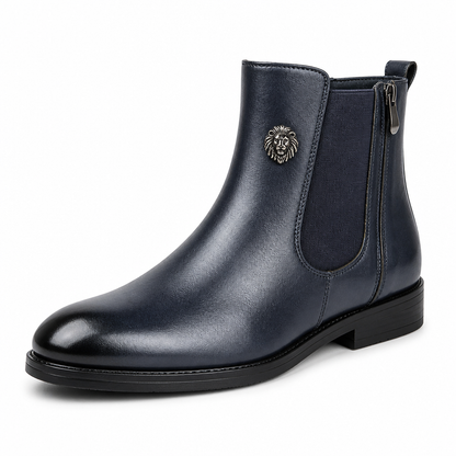 Timeless Lion Emblem Chelsea Boots (Side Zipper) | ribuella