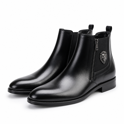 Timeless Lion Emblem Chelsea Boots (Side Zipper) | ribuella