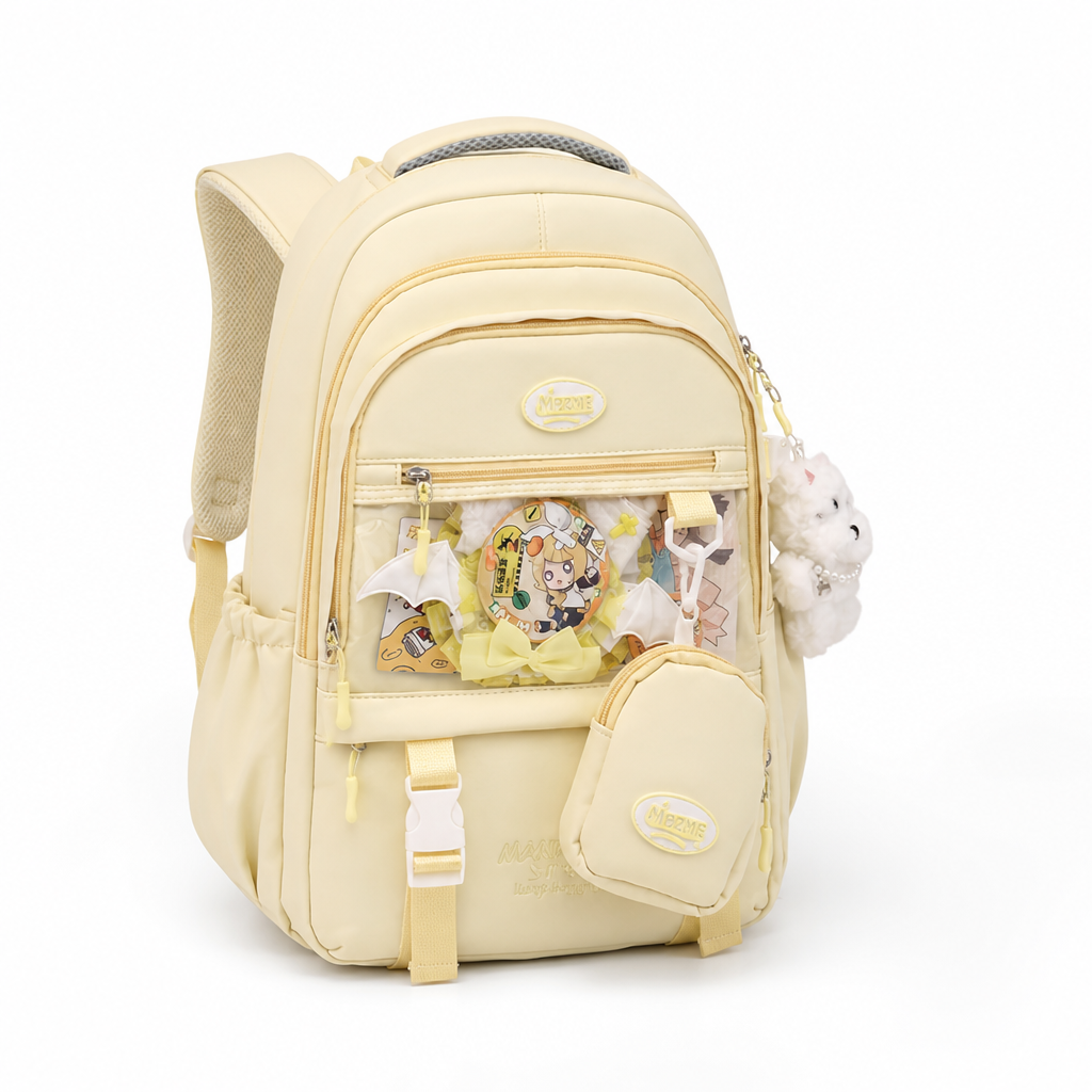 Transparent Front Panel & Padded Shoulder Straps School Backpack | ribuella