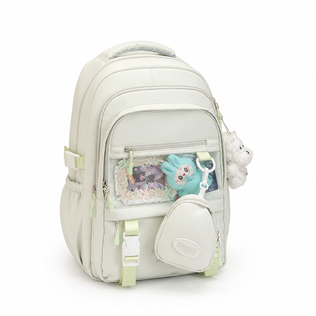 Transparent Front Panel & Padded Shoulder Straps School Backpack | ribuella