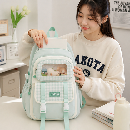 Transparent Panel Multi-Compartment Kids School Backpack | ribuella