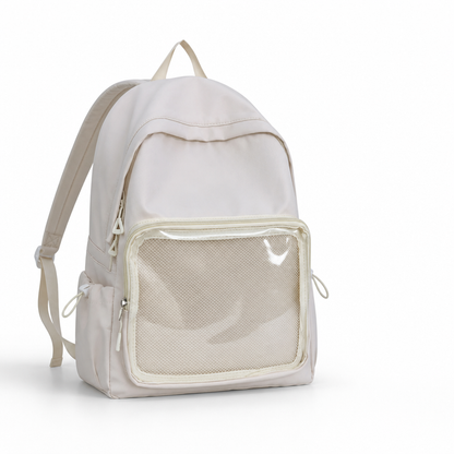 Transparent Panel Water-Resistant School Backpack (Padded Straps & Laptop Pocket) | ribuella